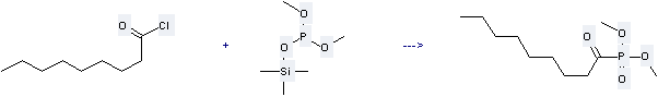Phosphorous acid,dimethyl trimethylsilyl ester is used to produce Dimethyl-1-oxononanphosphonat.